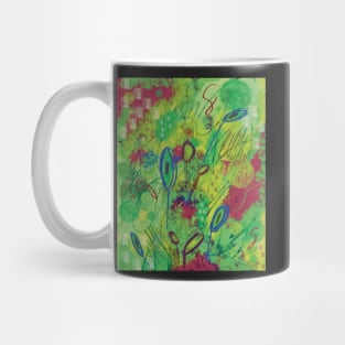 Colorful abstract happy floral burst of colors in green, yellow, blue, purple, and magenta Mug